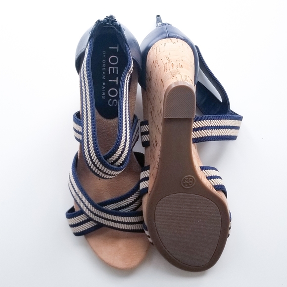 Striped Cork Wedge Sandals - Picture 6 of 6